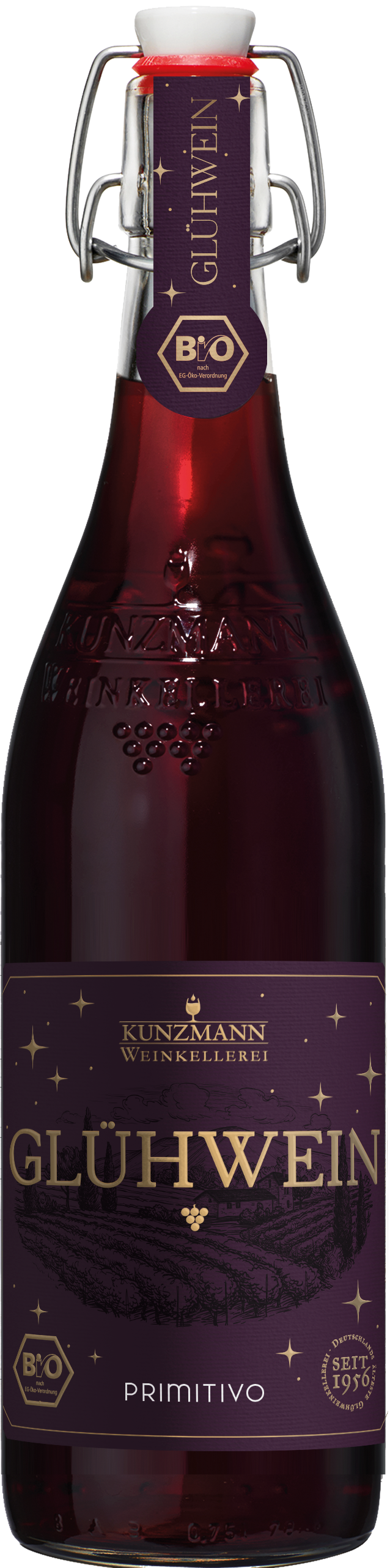 Kunzmann Bio Rebsorten Glühwein Primitivo Puglia IGP -  12,5% Vol. - Bügelflasche
- nur auf Vorbestellung lieferbar - kein Lagerartikel! AKTION 1 kaufen + 1 gratis