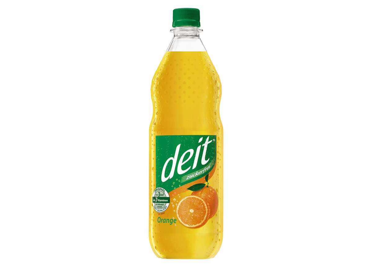 Deit Orange 12x1,0 PET (+weitere Sorten: klare Zitrone, trübe Zitrone, Cola Mix u. Grapefruit)
